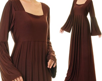 Brown Abaya Maxi Dress | Jersey Abaya | Brown Maxi Dress Long Sleeve | Long Sleeve Maxi Dress | Plus Size Maxi Dress 3540/5001