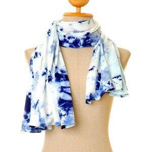 Shibori Scarf | Tie Dye Shawl | Tie Dye Scarf | Tie Dye Wrap | Jersey Scarf | Indigo Scarf | Boho Shawl | Mens Scarf | Beach Wrap S-287