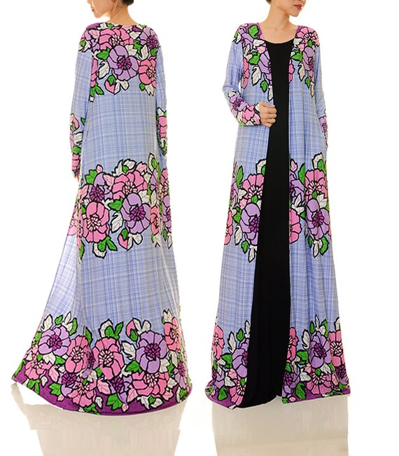 long floral cardigan duster