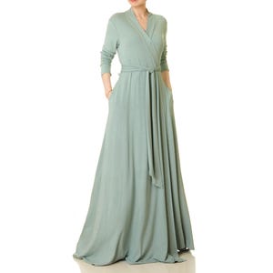 Get Ready Kimono Dressing Gown Mint Green | Loungewear Wrap Dress | Floor Length Wedding Bridesmaid Robe | Bridal Shower Robe 6704