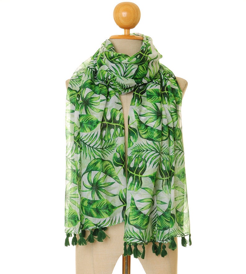 Foliage Scarf Leaf Scarf Beach Scarf Wrap Summer Scarf Etsy