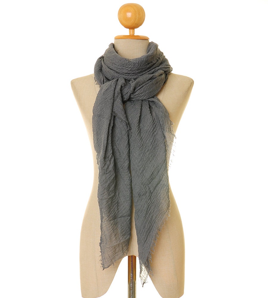 Grey Scarf Linen Scarf Grey Hijab Scarf Cotton Scarf | Etsy