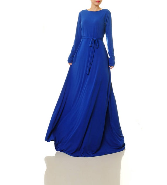 Royal Blue Dress Abaya Maxi Dress Long Sleeves Wedding Etsy