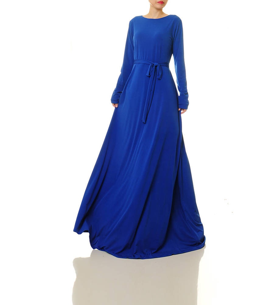 Royal Blue Long Prom Dresses With Sleeves,Off The Shoulder Long Sleeve  Bodycon Dress