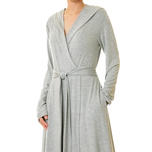 Grey Heat Robe Heather Grey Hooded Robe: Bamboo Loungewear Kimono Gown - Etsy