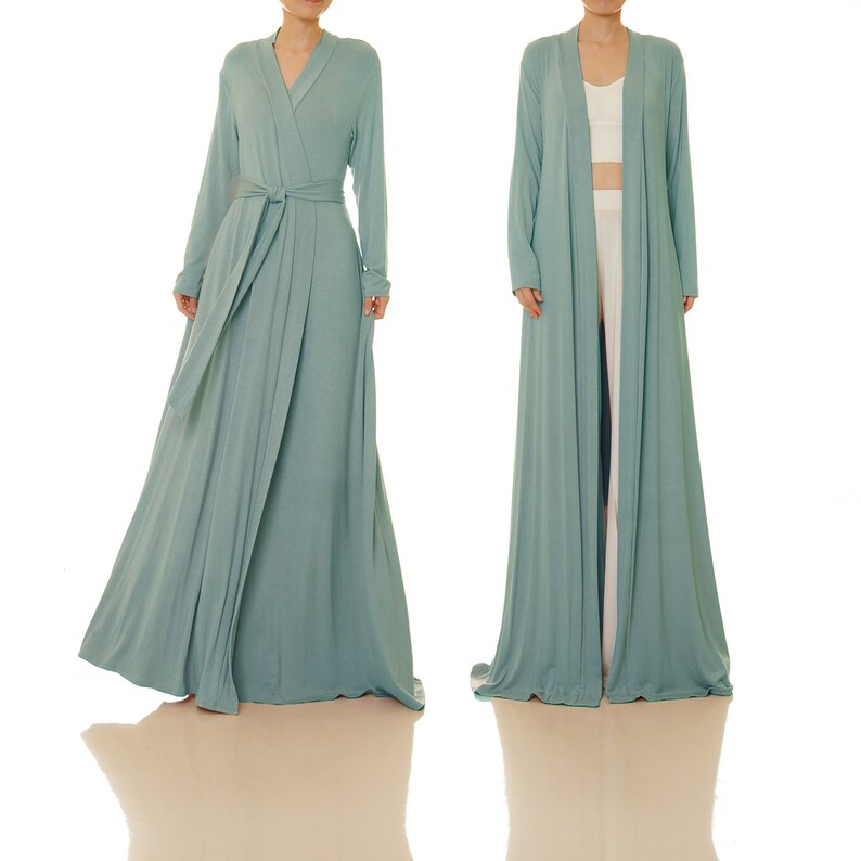 Long Robe Wrap Dress Mint Green Getting Ready Wedding Kimono Etsy