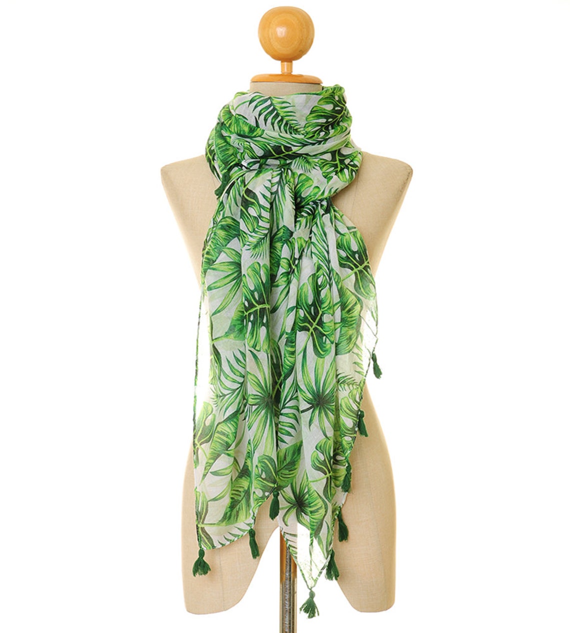 Foliage Scarf Leaf Scarf Beach Scarf Wrap Summer Scarf Etsy
