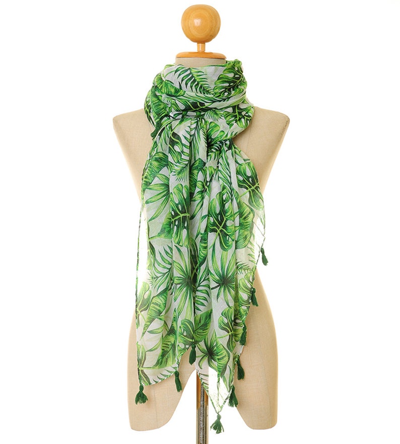 Foliage Scarf Leaf Scarf Beach Scarf Wrap Summer Scarf Etsy