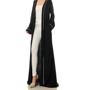 Black Duster Rib Knit Cardigan Full Length Dressing Gown Open Style ...
