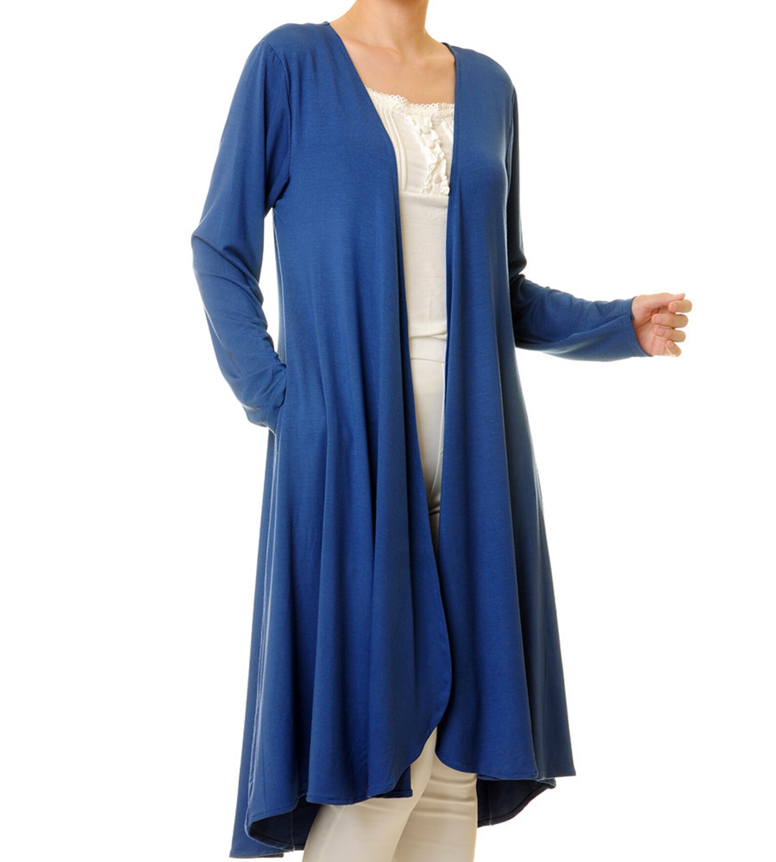 Blue Cardigan Women Navy Duster Cardigan With Pockets Etsy