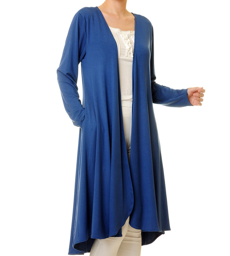 Blue Cardigan Women Navy Duster Cardigan With Pockets Etsy