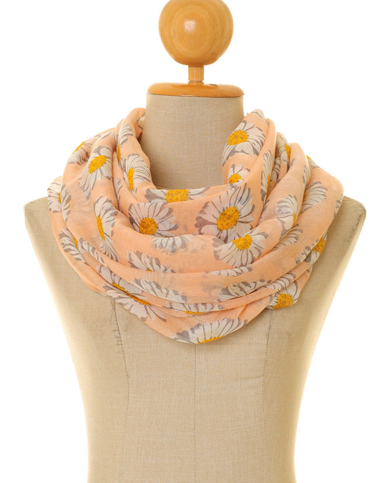Daisy Scarf Daisy Infinity Scarf Peach Floral Scarf Etsy