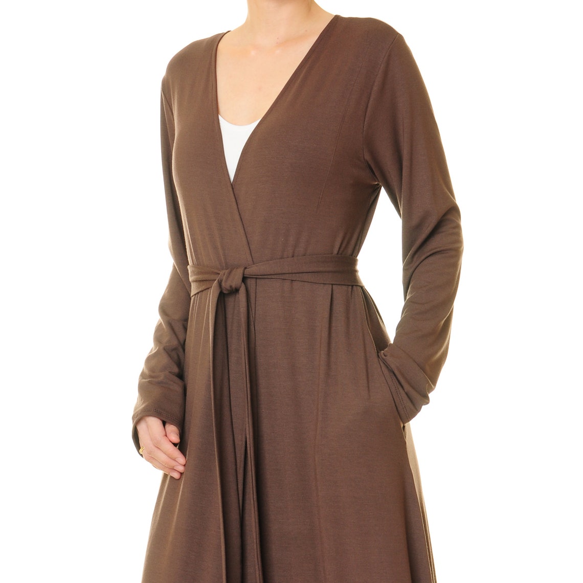 Brown Maxi Cardigan Women Long Sleeve Knit Cardigan Pockets Etsy