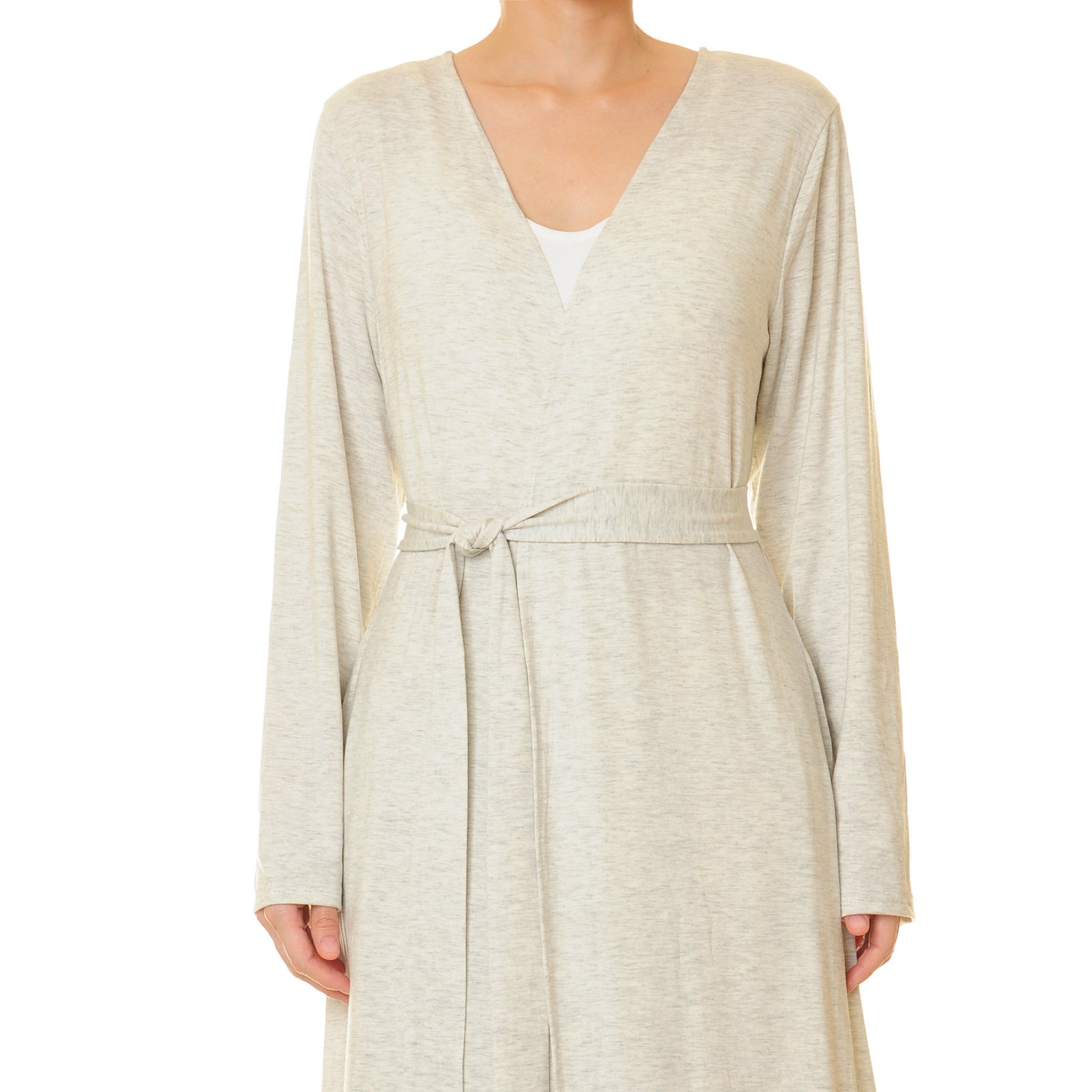 White Grey Knit Cardigan Floor Length Robe Loungewear Kimono Etsy