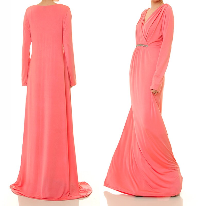 Abaya Maxi Dress Pink Maxi Dress Long Sleeve Long Sleeve | Etsy