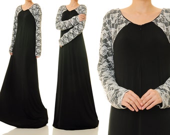 Black Maxi Dress | Gothic Dress | Renaissance Dress | Black Kaftan Dress | Costume Women | Long Black Dress | Funeral Dress 6279/2052