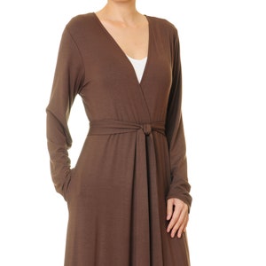 40% ABSTAND!! Brown Duster Cardigan Robe : Kimono Morgenmantel im offenen Stil