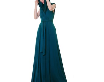 Teal Hooded Vest Robe: Sleeveless Summer Maxi Wrap Dress Loungewear