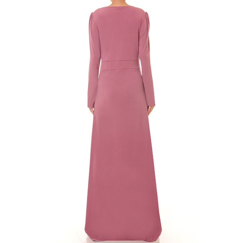Pink Abaya Maxi Dress Dusty Pink Dress Long Sleeves Maxi Etsy