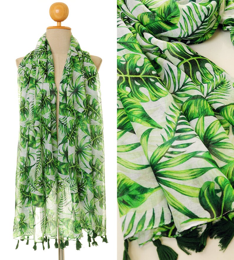 Foliage Scarf Leaf Scarf Beach Scarf Wrap Summer Scarf Etsy