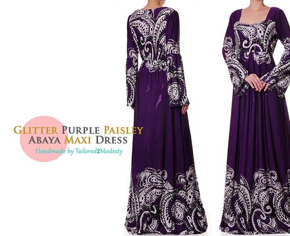 Purple Paisley Abaya Maxi Dress Bell 
