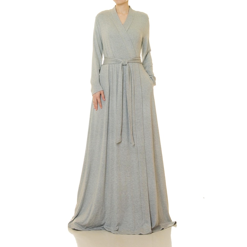 Grey Heat Robe Heather Gray Bamboo Robe: Vintage Style Long Kimono Dressing Gown - Etsy