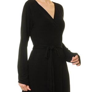 Black Wrap Dress Long Sleeve Black Cocktail Dress Evening - Etsy