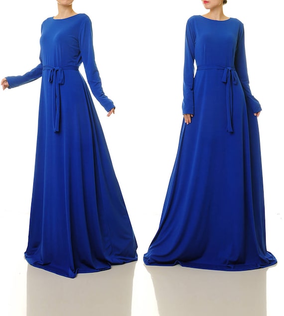 Royal Blue Dress Abaya Maxi Dress Long ...
