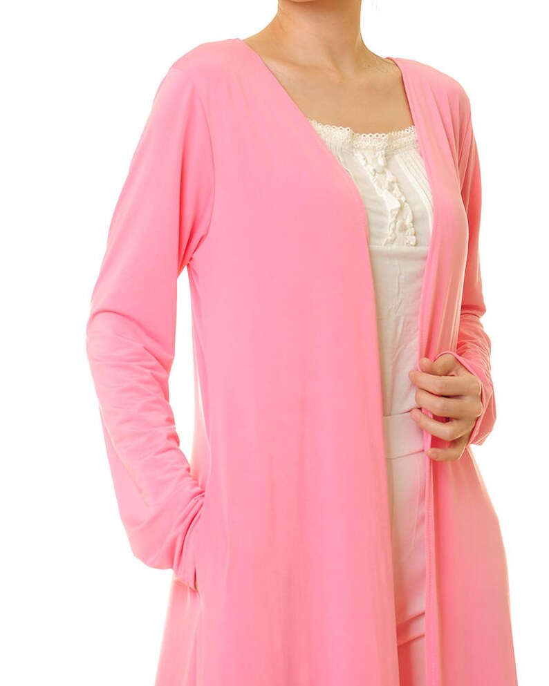 Pink Cardigan Maxi Cardigan Kimono Long Duster Cardigan Etsy