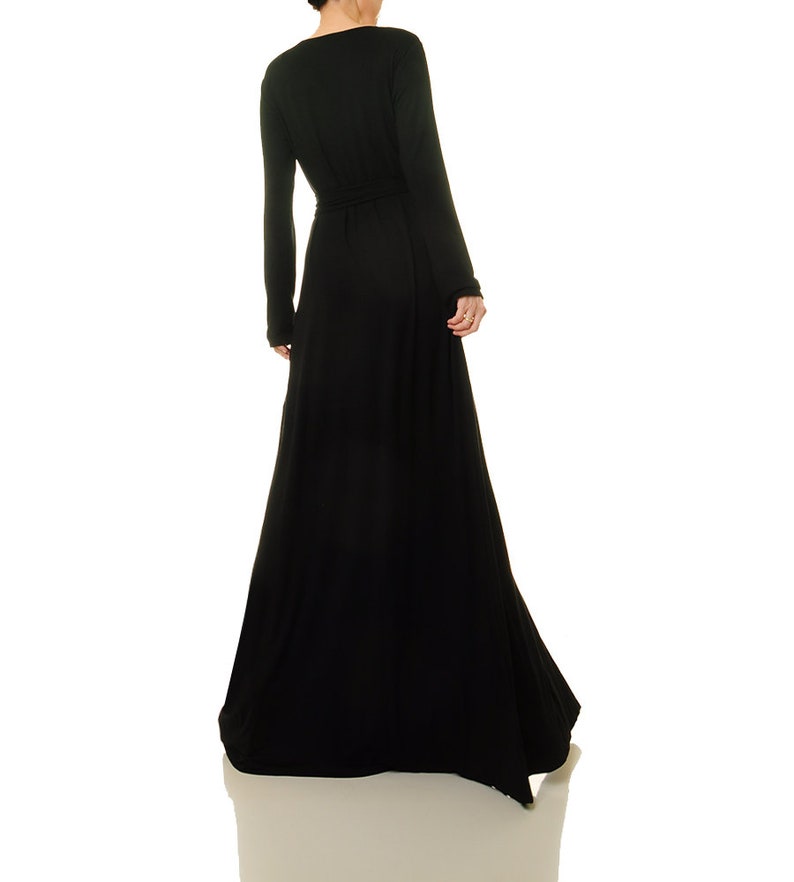 Black Wrap Dress Long Sleeve Black Cocktail Dress Evening - Etsy