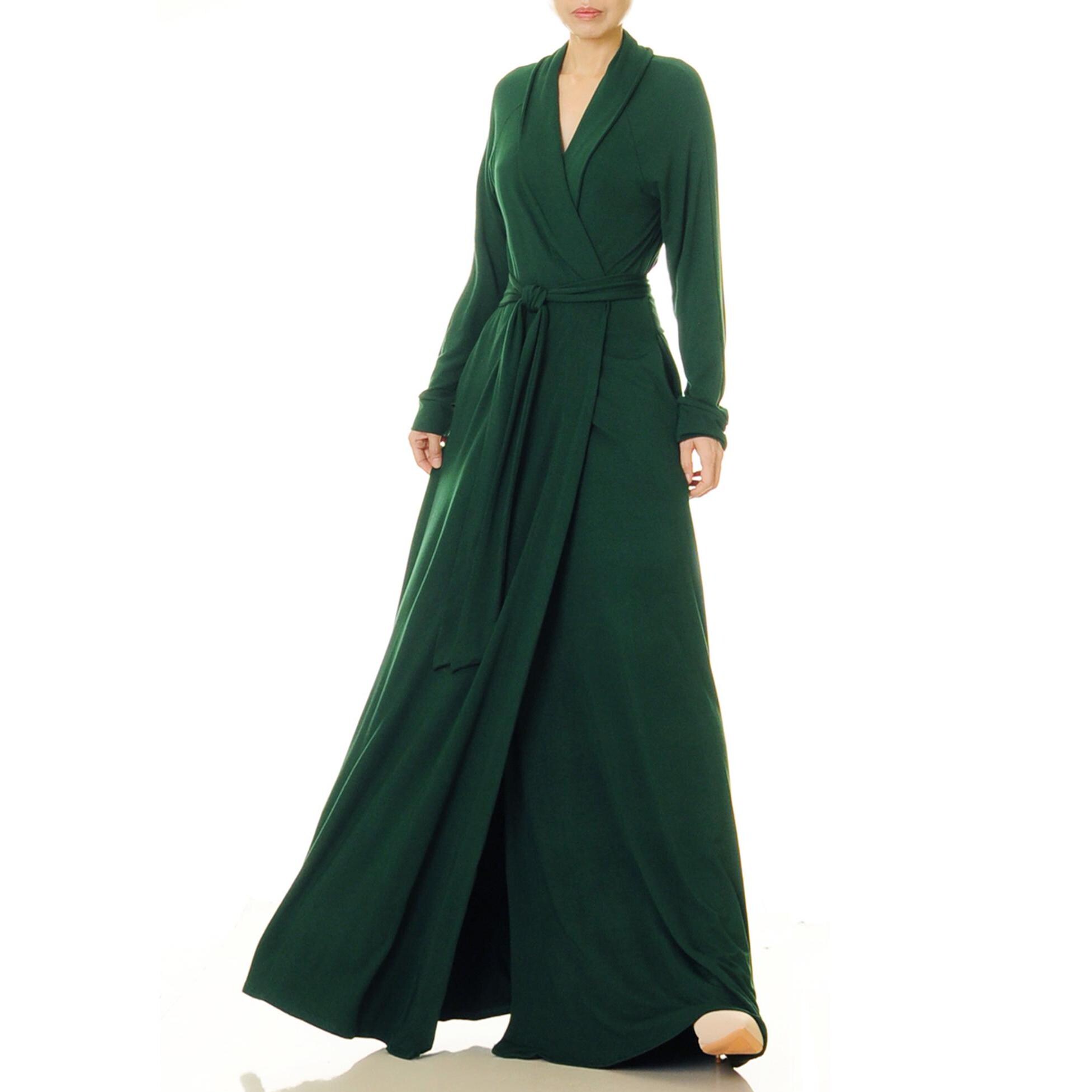 Emerald Green Shawl Collar Dressing Gown Floor Length Housecoat Women Get Ready Kimono Dressing Robe Bamboo Lounge and Sleepwear 6731 Etsy UK