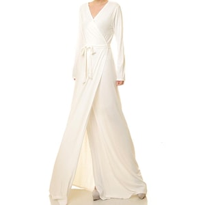 White Dress Women Bridal | Bridal Shower Dress Long Sleeve | White Cocktail Dress | Simple Wedding Dress | Floor Length Wrap Dress 6515 6513