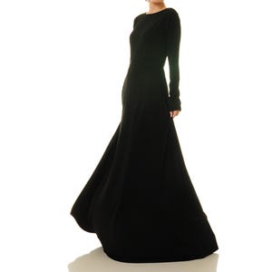 Black Maxi Dress Fit & Flare | Black Gown Long Sleeve | Long Black Dress | Black Abaya | Funeral Dress Gothic Dress | Medieval Dress 6368