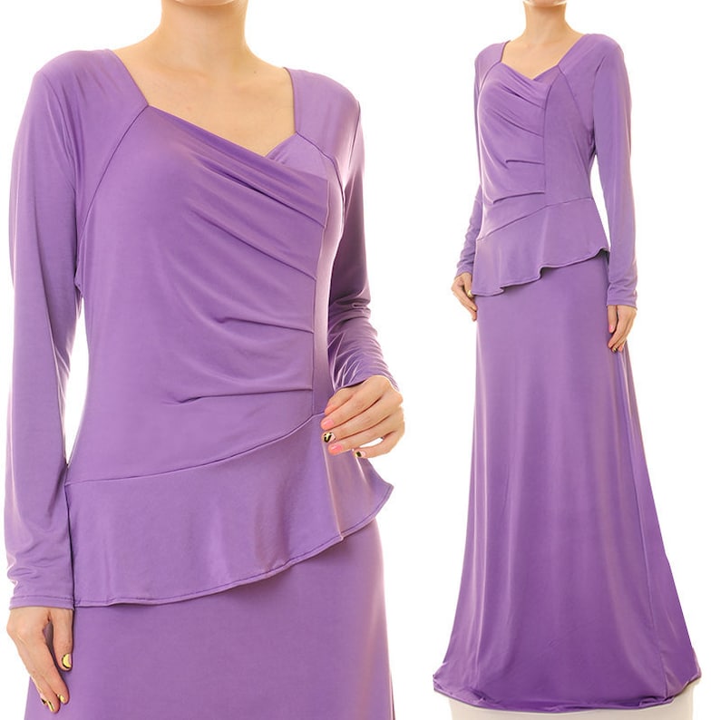 Lavender Dress For Women Lilac Dress Women Purple Maxi Dress Long Sleeve Long Purple Dress Fall Winter Wedding Guest Dress 6247/2034 image 1