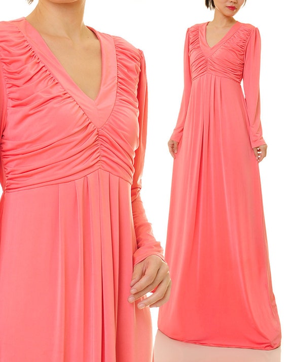 Coral Dress Abaya Maxi Dress Long Sleeve Maxi Dress Long - Etsy