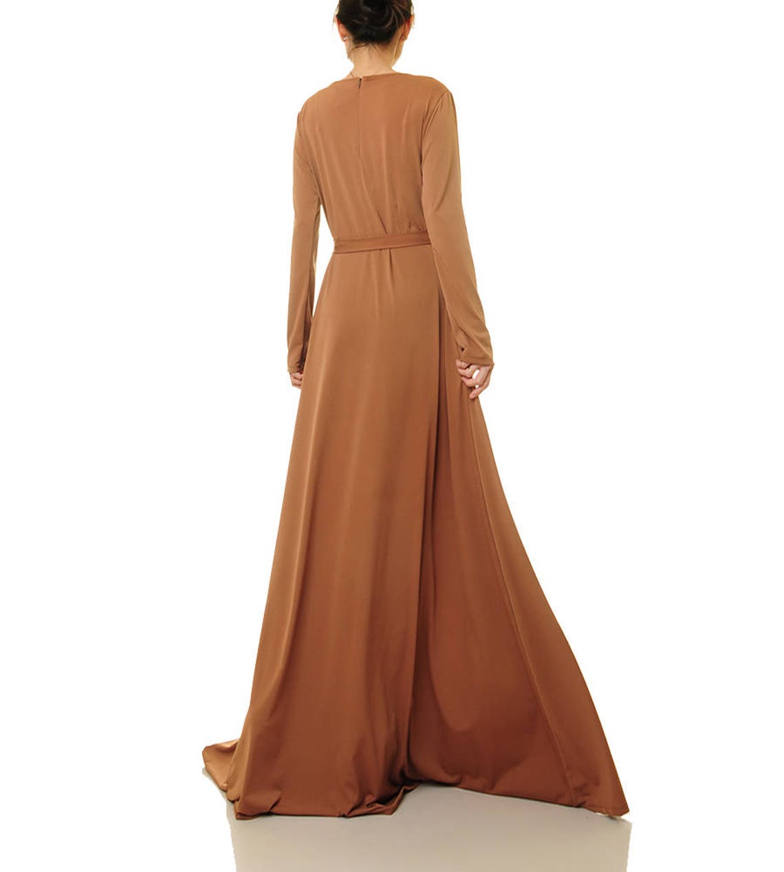 Brown Maxi Dress Long Sleeve Swing Dress Brown Evening | Etsy