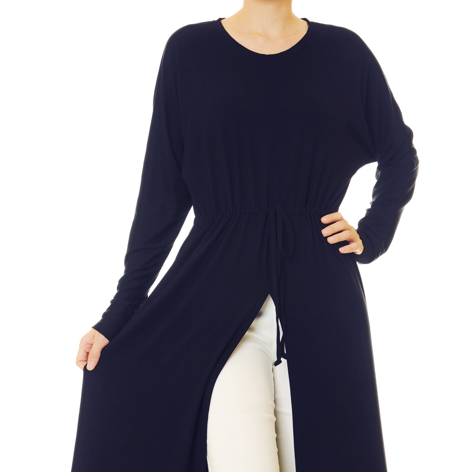 Long Sleeve Black Dress With Pockets Black Kaftan Dress High Etsy