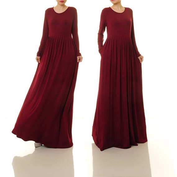 long sleeve maxi dress maroon