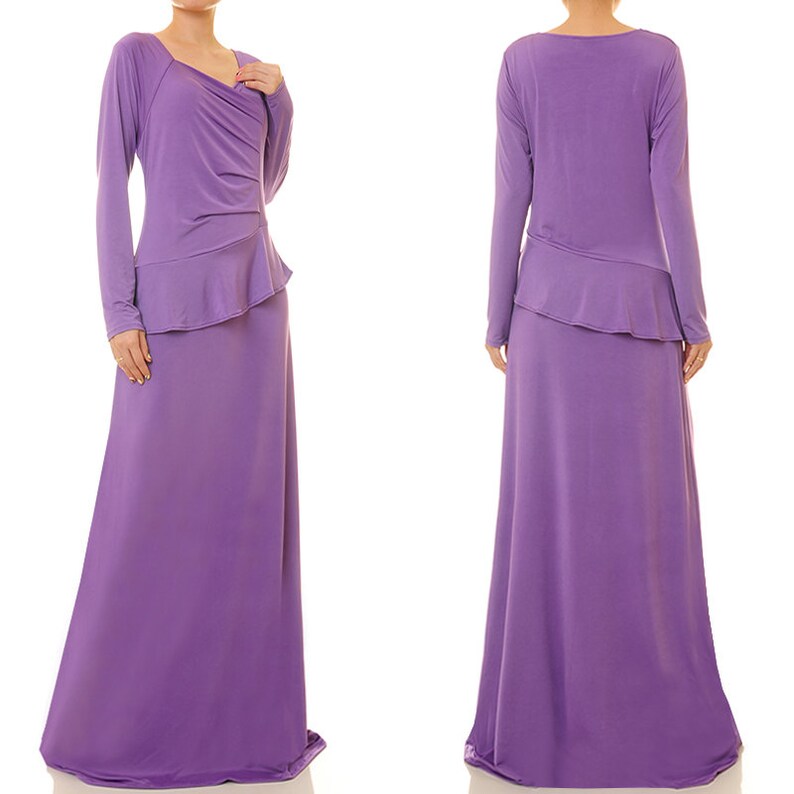 Lavender Dress For Women Lilac Dress Women Purple Maxi Dress Long Sleeve Long Purple Dress Fall Winter Wedding Guest Dress 6247/2034 image 2