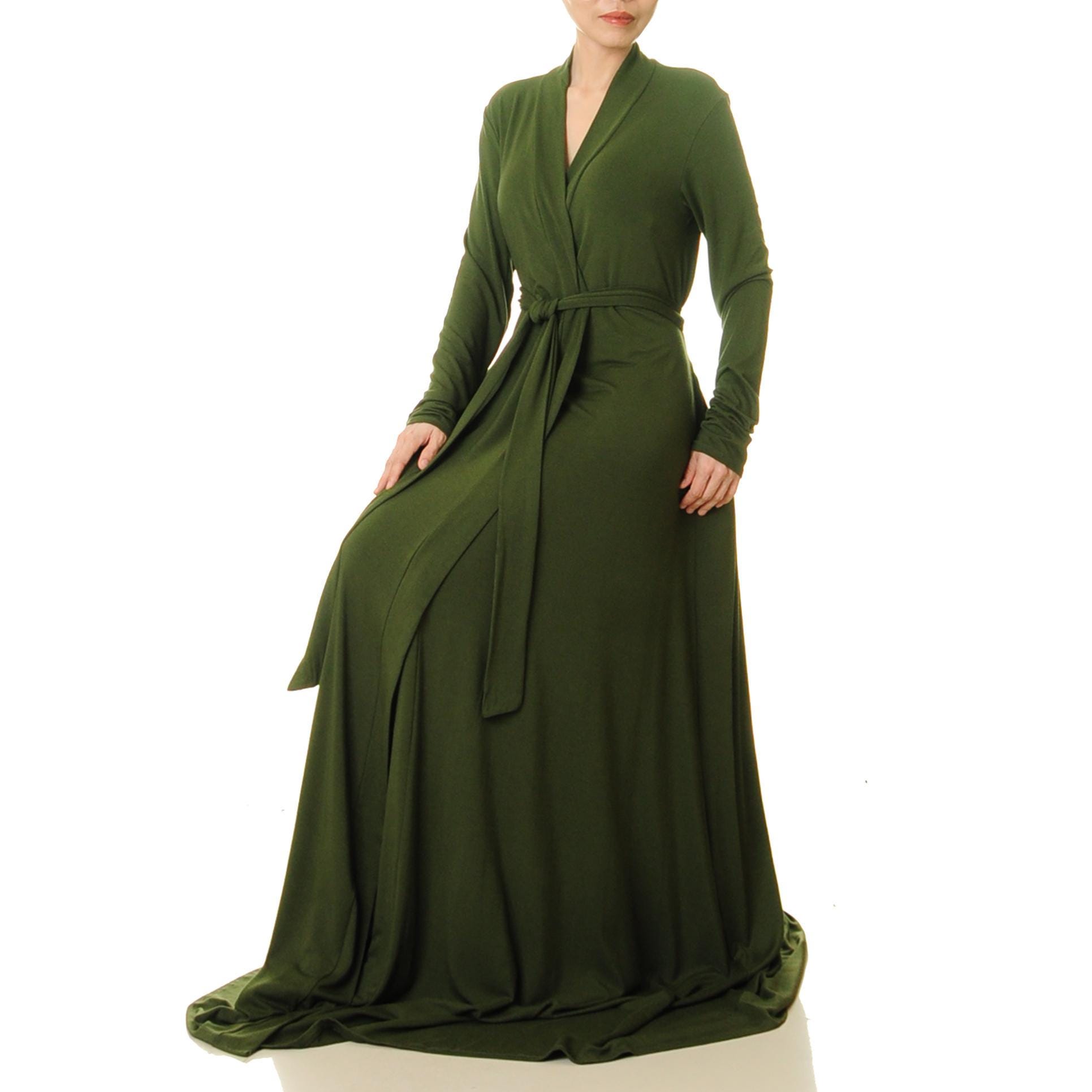 Olive Green Long Sleeve Bridesmaid Dress - Etsy