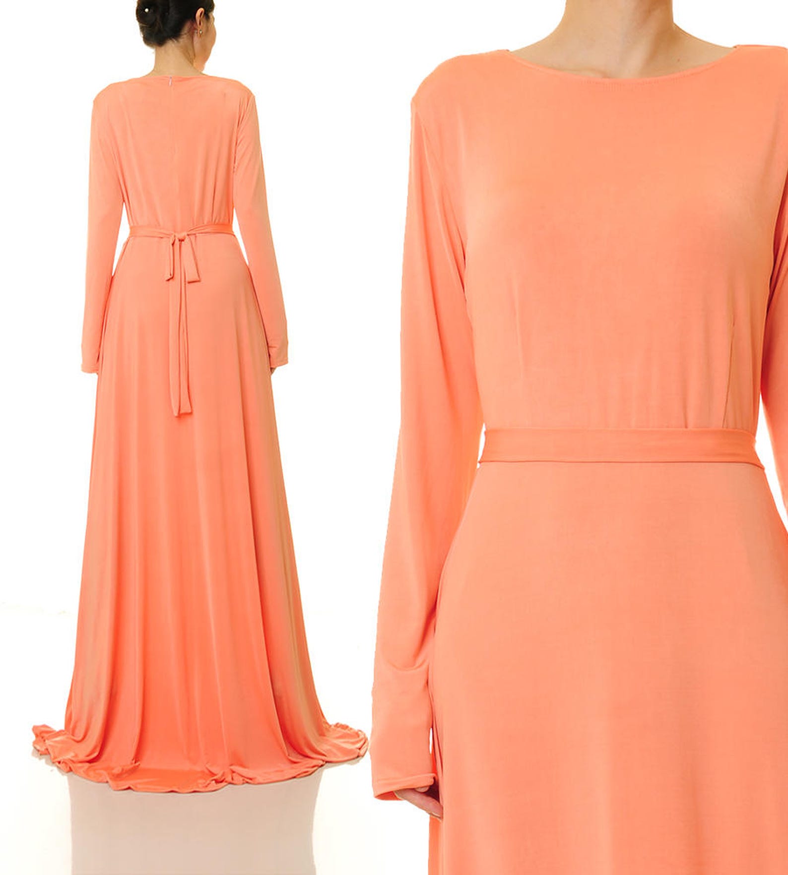 Orange Maxi Dress Orange Bridesmaid Dress Abaya Maxi Dress Etsy