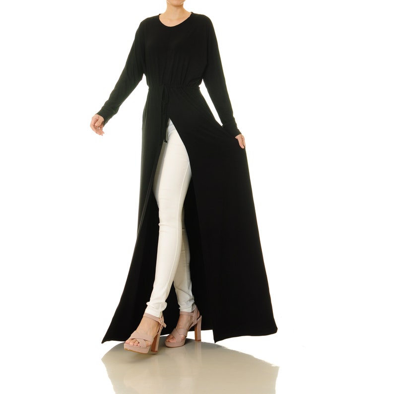 Long Sleeve Black Dress With Pockets Black Kaftan Dress High Etsy