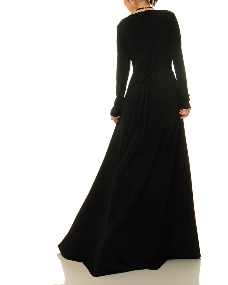 Black Maxi Dress Long Sleeves Long Black Dress Fit Flare - Etsy Canada