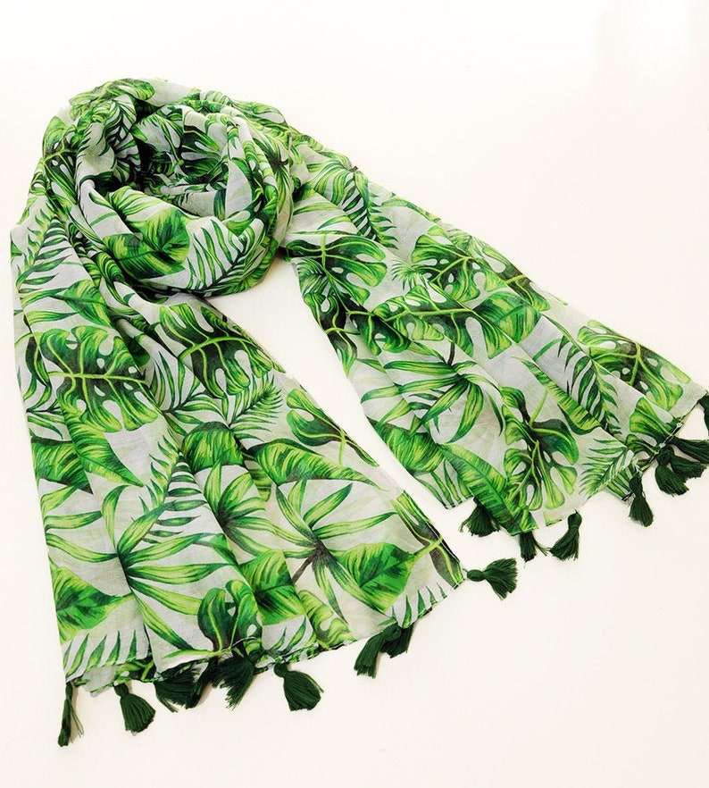 Foliage Scarf Leaf Scarf Beach Scarf Wrap Summer Scarf Etsy