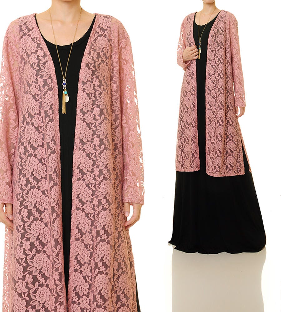 Pink Lace Cardigan Pink Lace Duster Vest Pink Bridesmaid Etsy