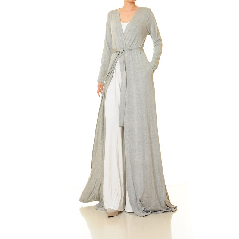 Light Gray Maxi Cardigan Women Long Sleeve Knit Cardigan Etsy