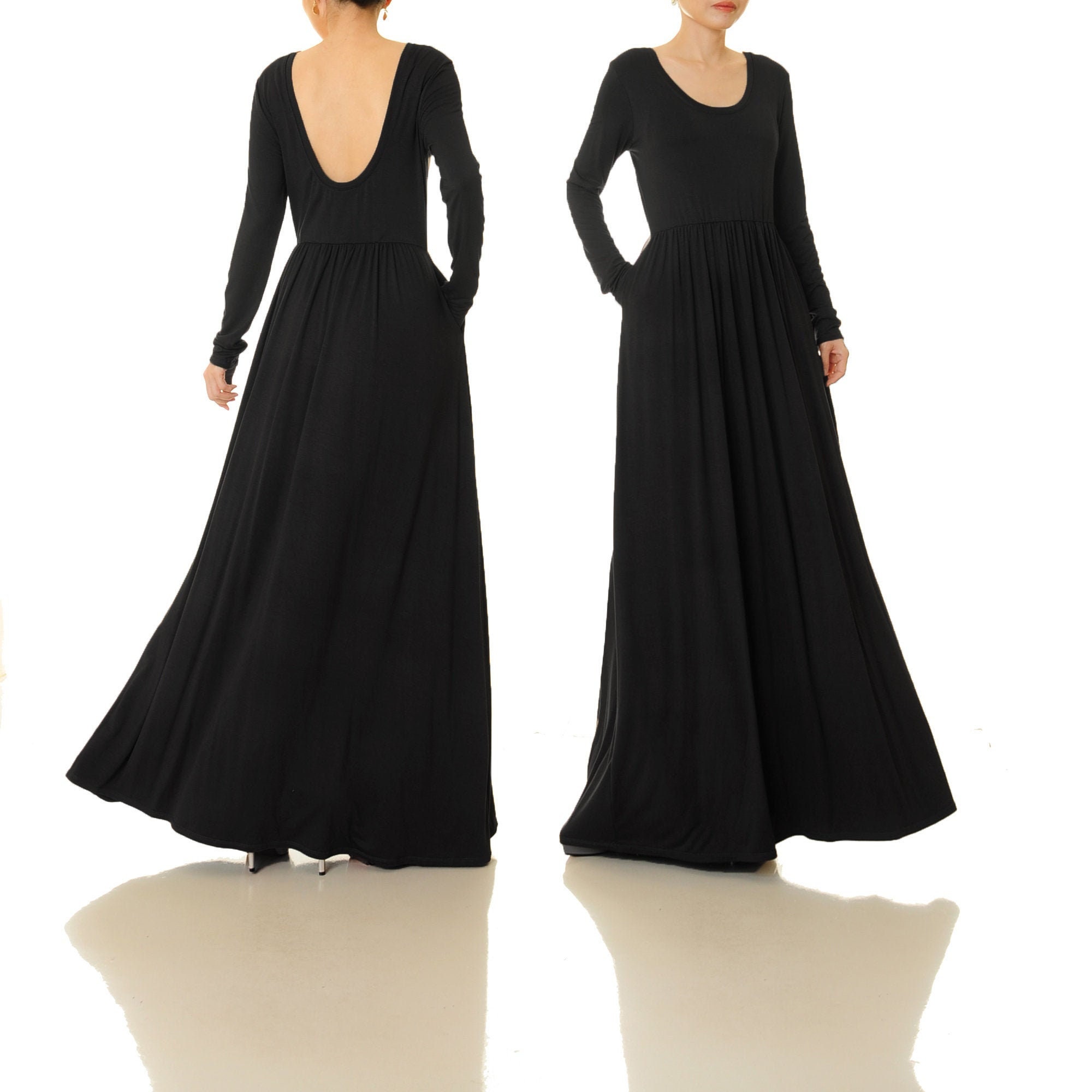 floor length black dress