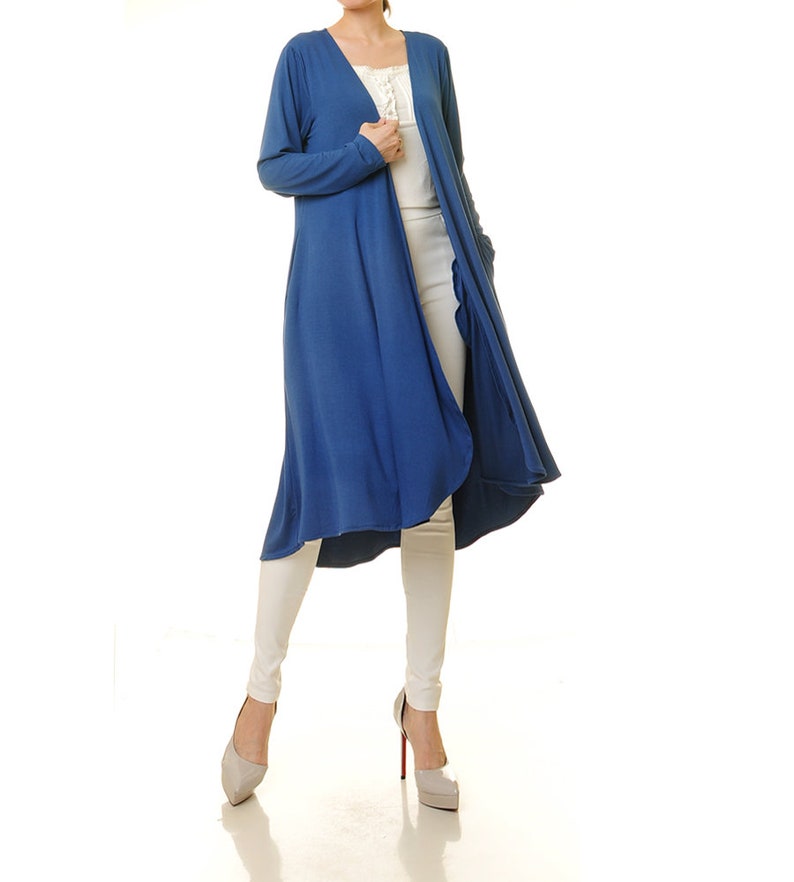 Blue Cardigan Women Navy Duster Cardigan With Pockets Etsy