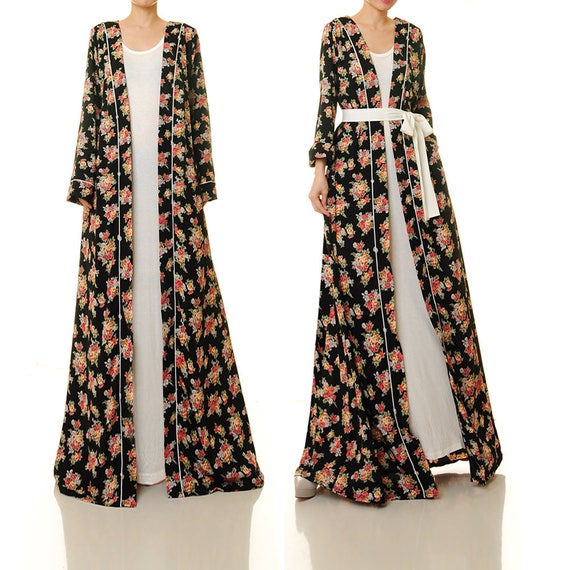 Floral Kimono Robe Boho Duster Cardigan Floral Kimono Etsy