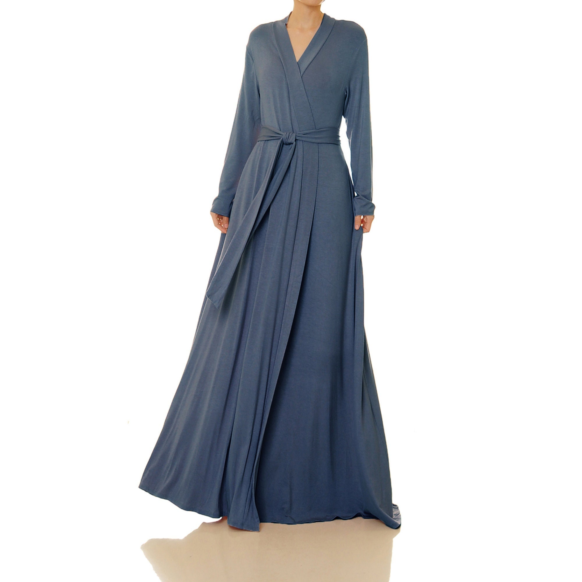 Plus Size Standards & Practices Slate Blue Chiffon Kimono Wrap Dress -  Olivia